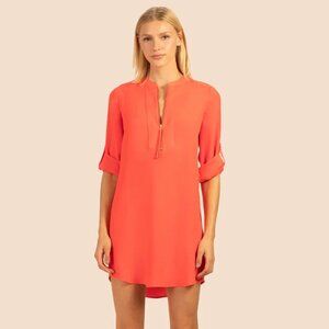 Trina Turk Kaiko II Shift Dress, Blood Orange, Zipper, Shirt Dress, Women Size S